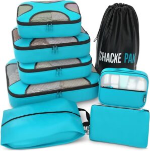 Shacke Pak - 8 Set Packing Cubes - Travel Organizers with Laundry Bag